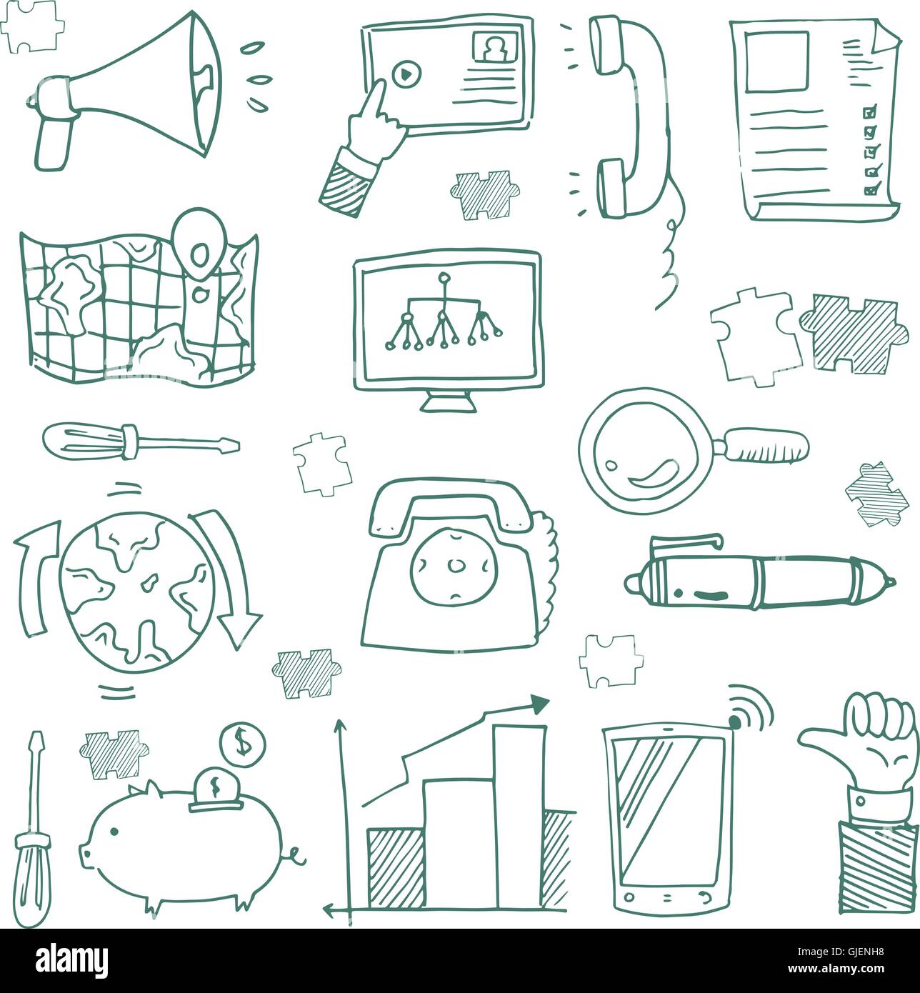 Doodle Of Hand Draw Business Icon Set Stock Vector Image Art Alamy