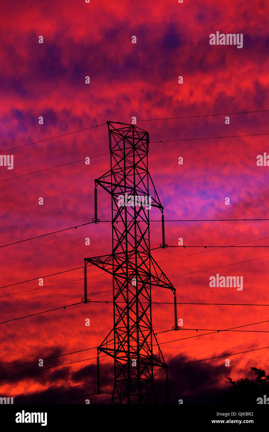 Electricity Pylons Sky Sunset Cable Hi Res Stock Photography And Images