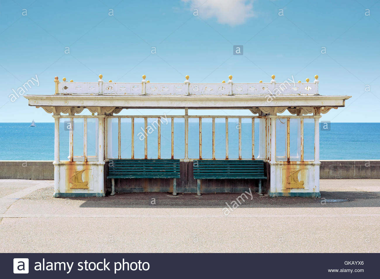 Brighton and Hove Western Esplanade Promenade Shelter with Sea in the