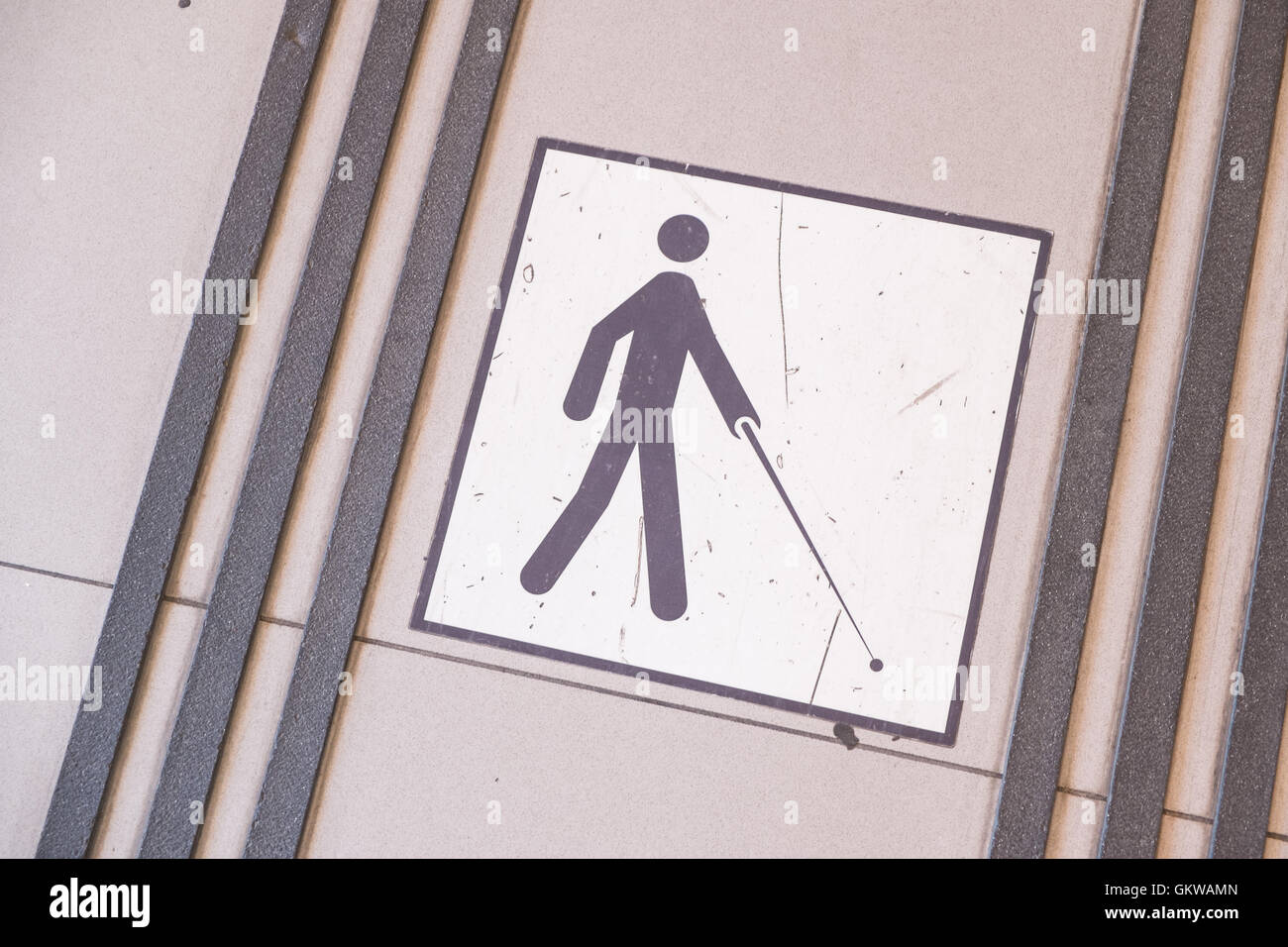 Floor markings on floor for assisting blind,visually impaired at Stock