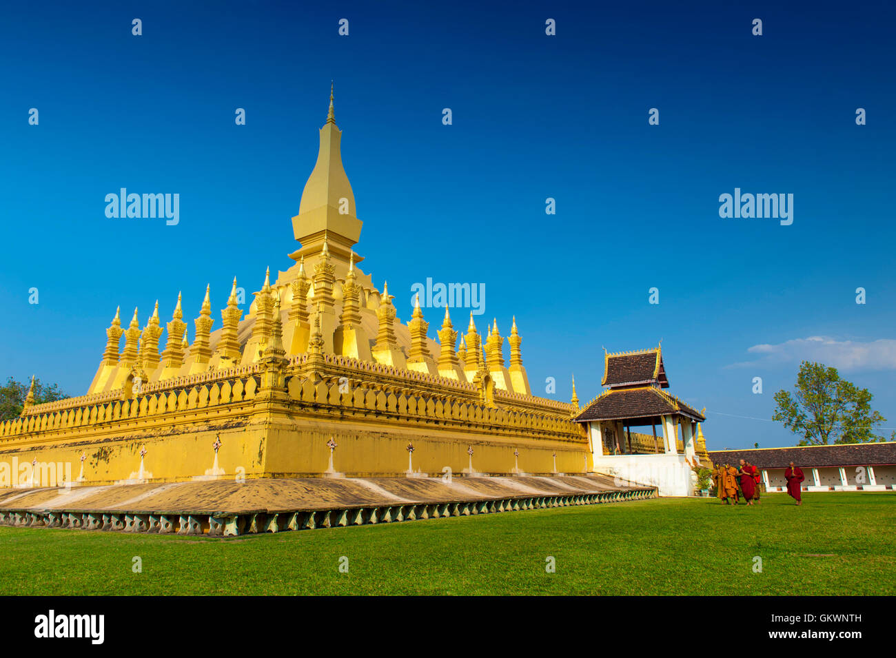 Vientiane Laos January 19 2012 Group Of Buddhist Monks Walking