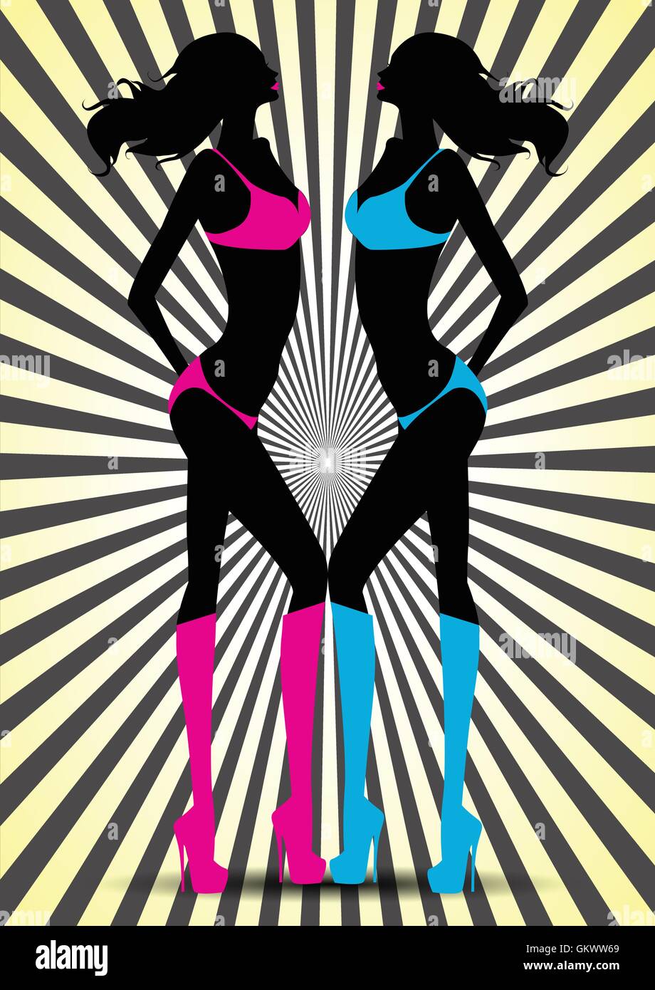 Two Women Silhouette In Bikini Stock Vector Image Art Alamy