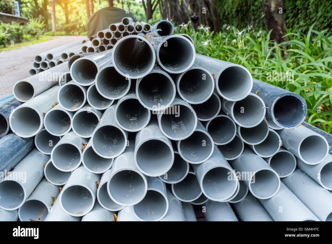 PVC Pipes Stacked In Construction Site Stock Photo Alamy