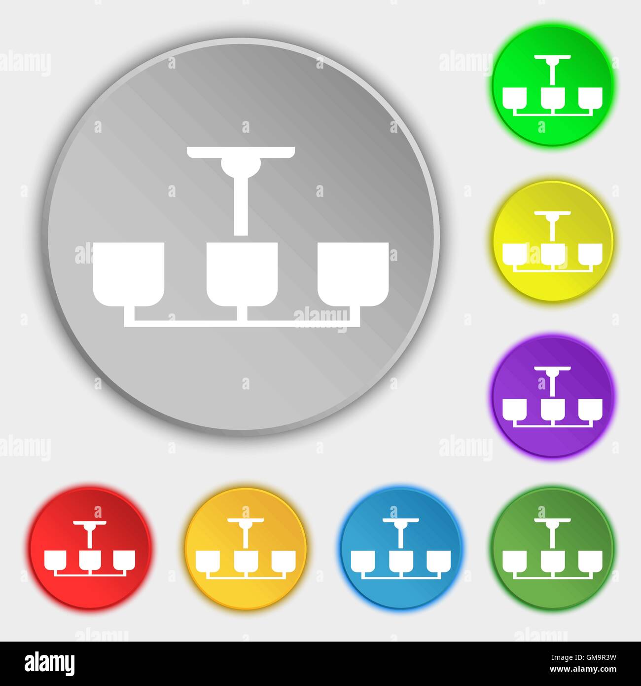 Chandelier Light Lamp icon sign. Symbols on eight flat buttons Stock ... Chandelier Light Lamp icon sign. Symbols on eight flat buttons Stock ...
