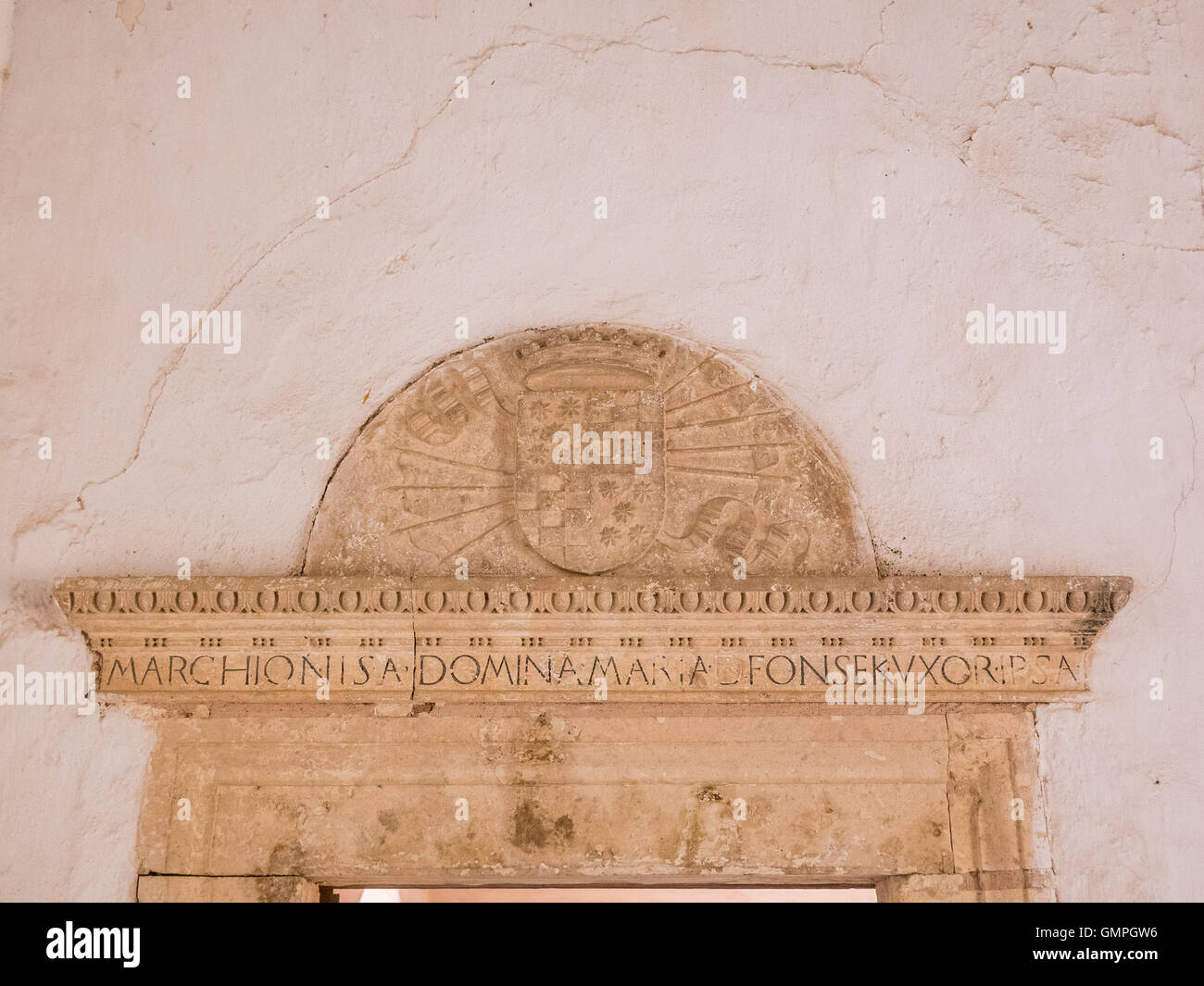 an italian renaissance decoration above a lintel with latin stock an italian renaissance decoration above a lintel with latin stock