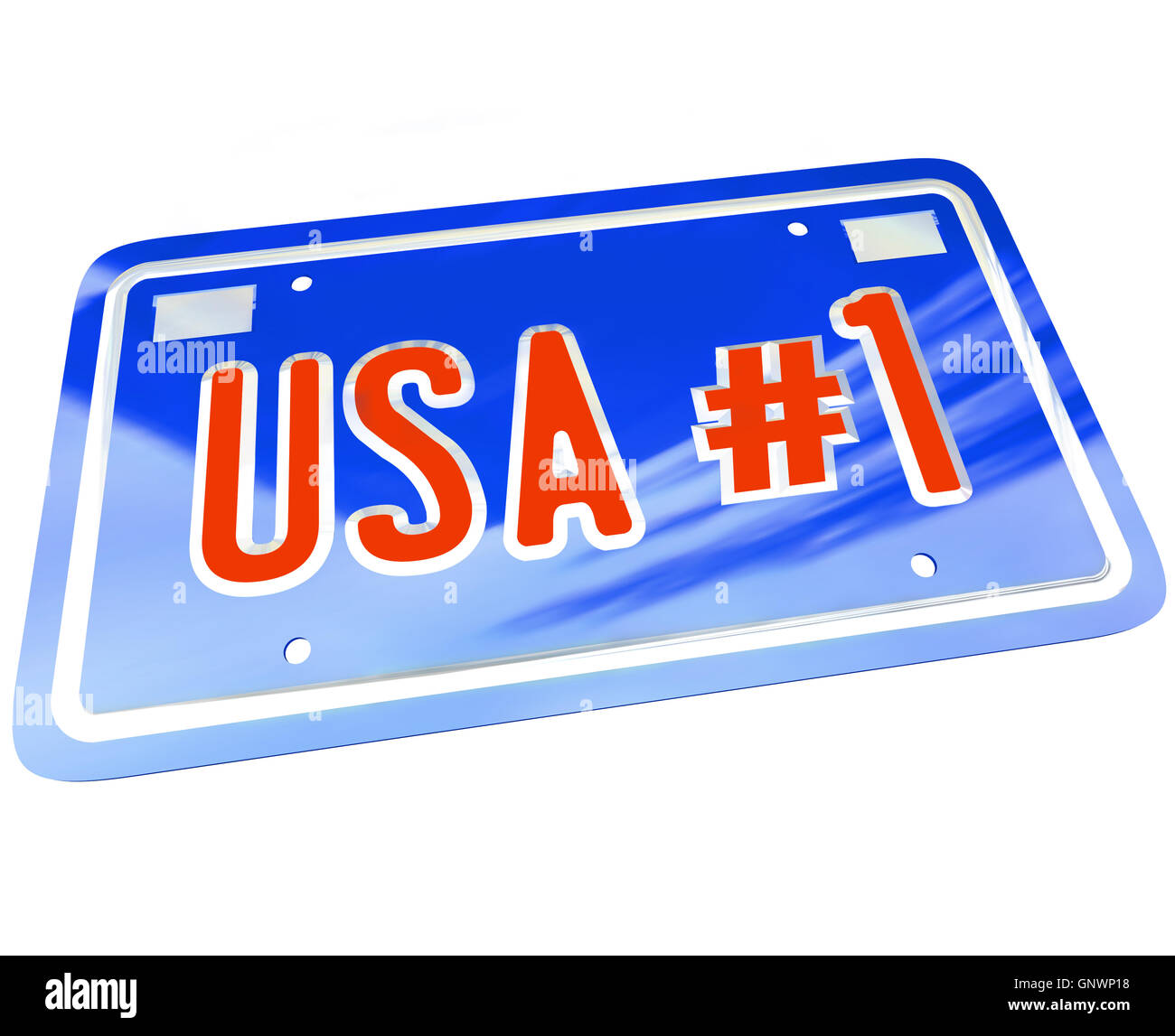 USA Number One 1 License Plate Red White Blue Stock Photo, Royalty Free