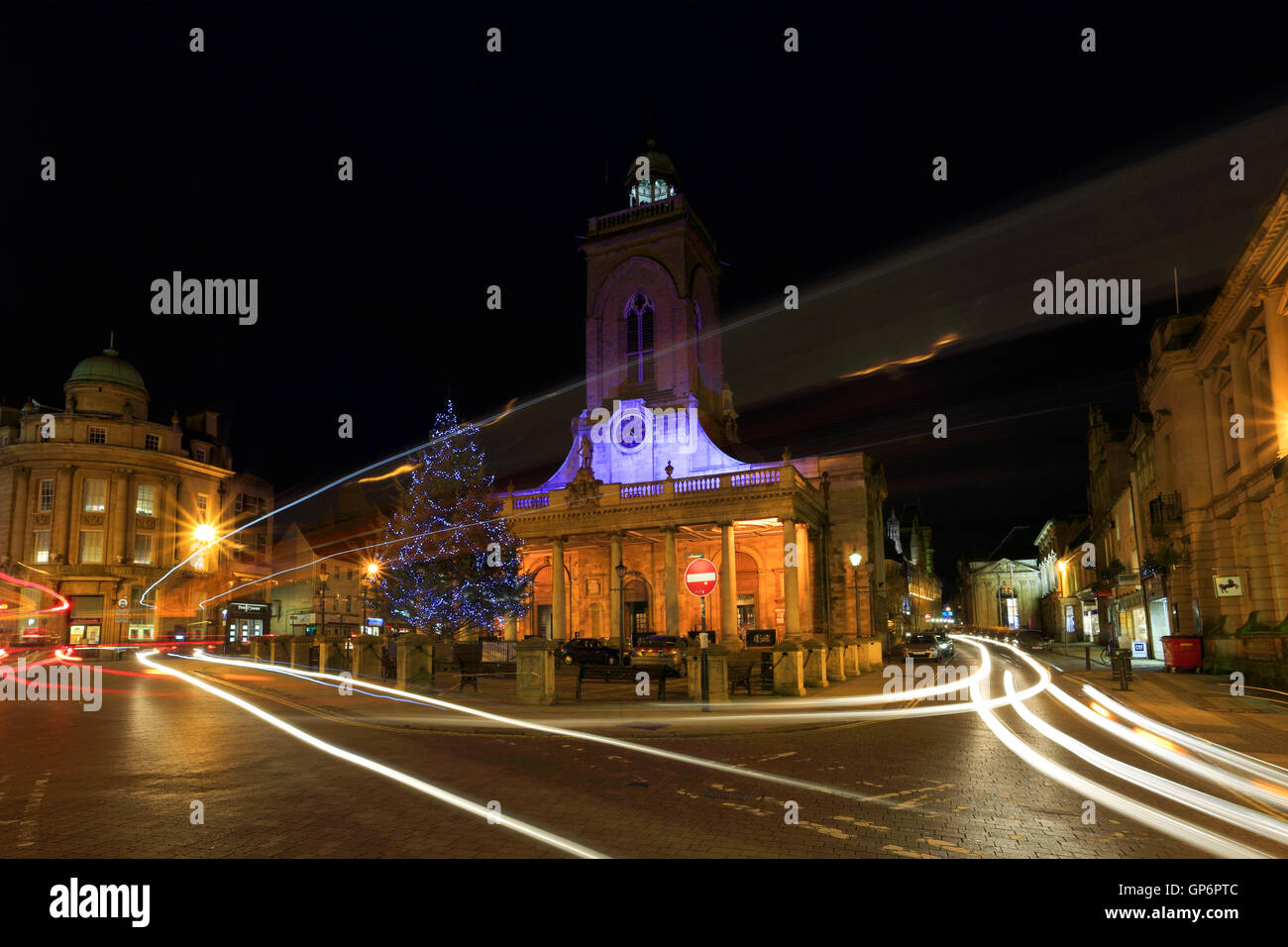 Christmas Lights, All Saints Church, Northampton town Stock Photo