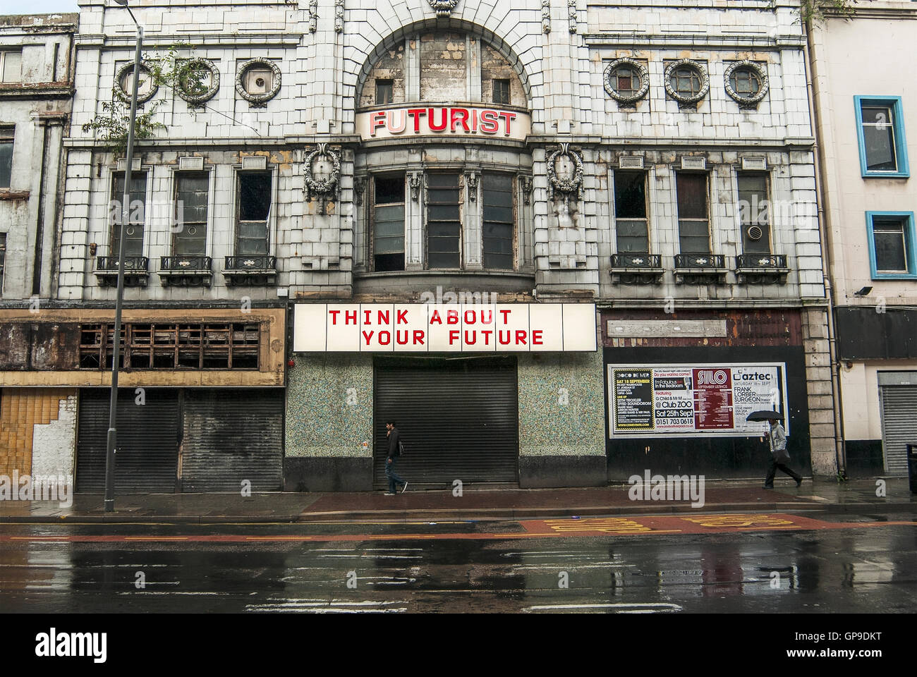 Futurist cinema facade on Lime Street, in Liverpool City Centre Stock
