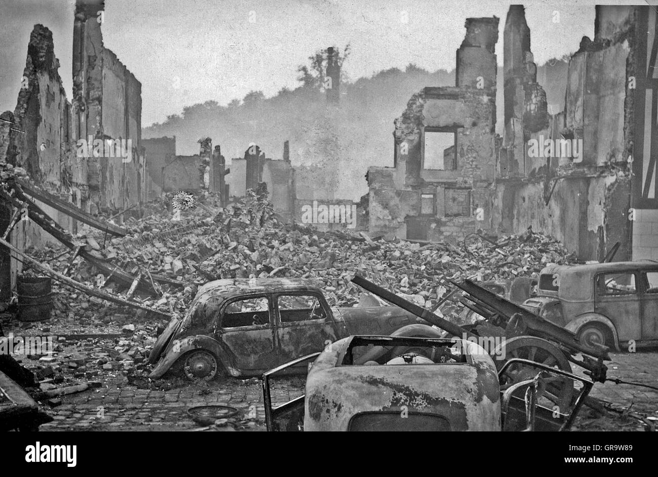 Destruction In World War Ii In 1940 In Belgium Stock Photo Royalty