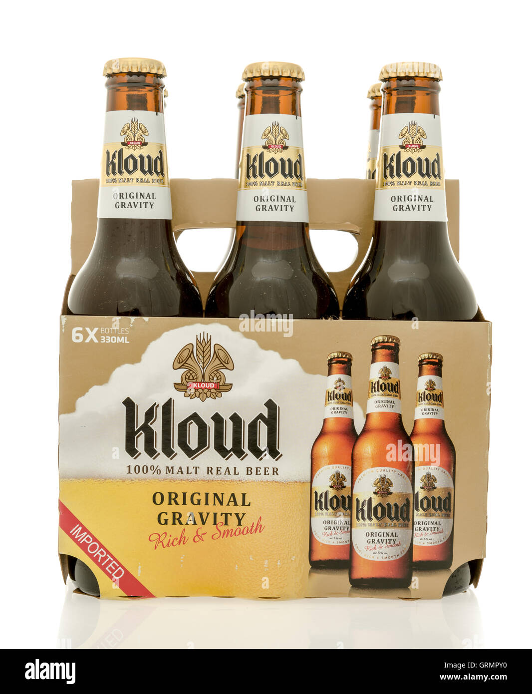 Winneconne, WI 30 August 2016 Six pack of Kloud beer from South