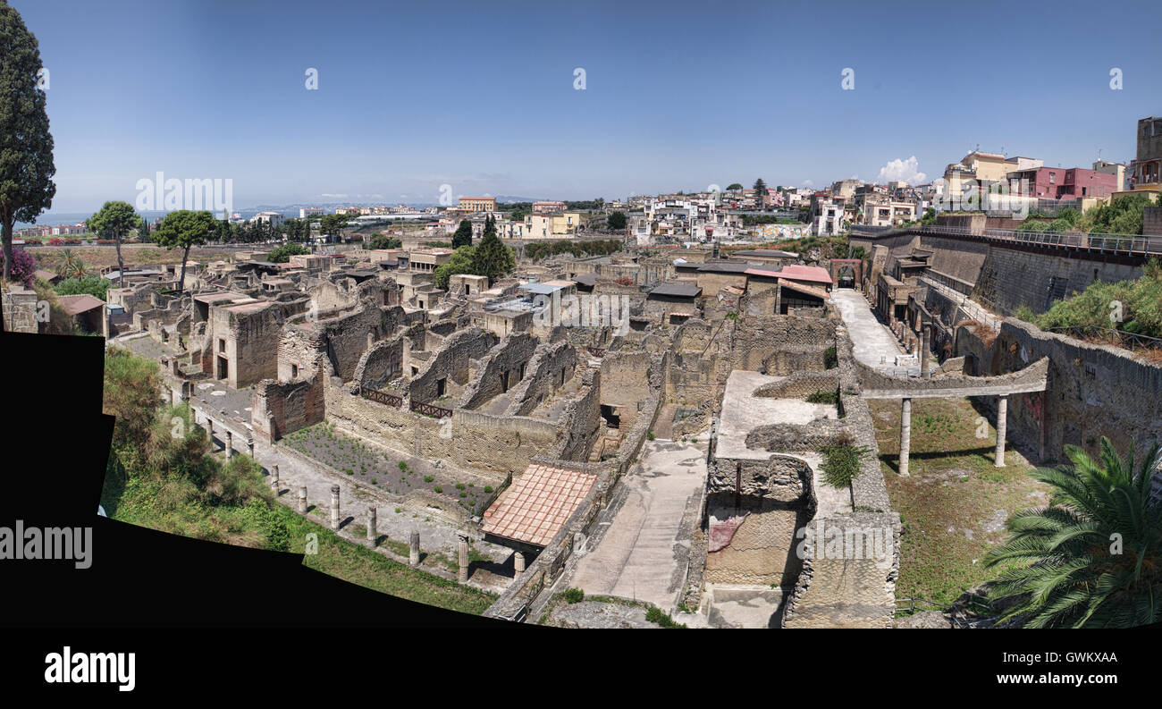 The remains of Herculaneum, a Roman port buried during the volcanic