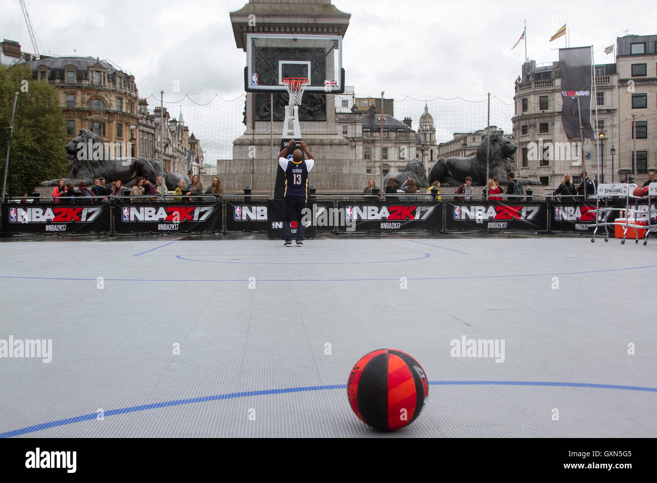London, UK. 16 September 2016. A Basketball court is set up in Stock