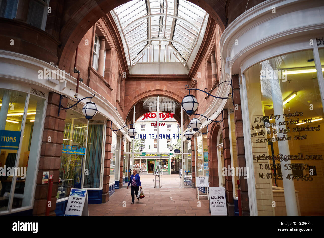 Carlisle historic market indoor hall Cumbria early Scotch Street Stock
