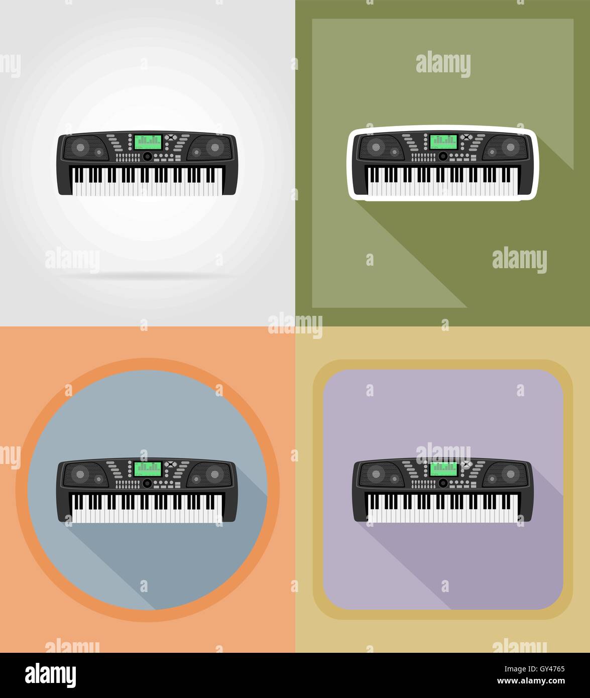 Synthesizer Flat Icons Vector Illustration Isolated On Background Stock