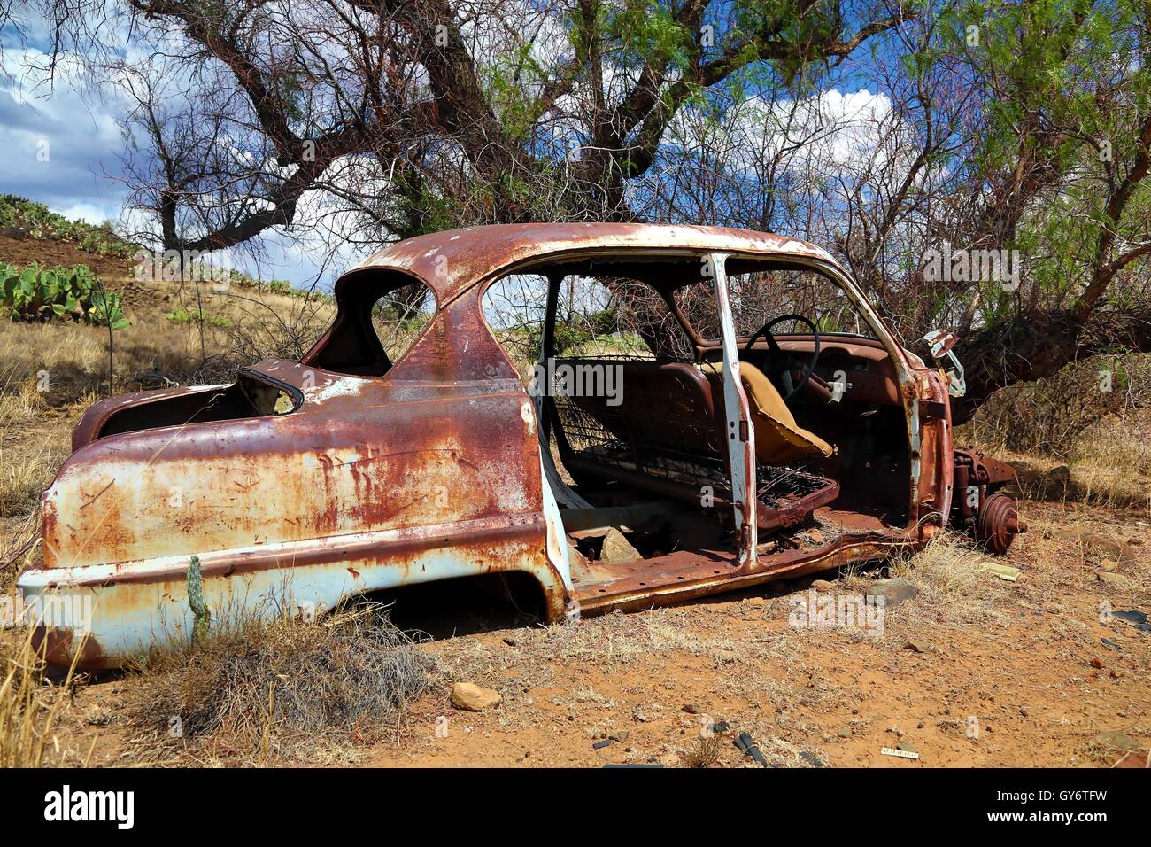 Deserted And Rusted Auto Wreck Stock Photo Alamy