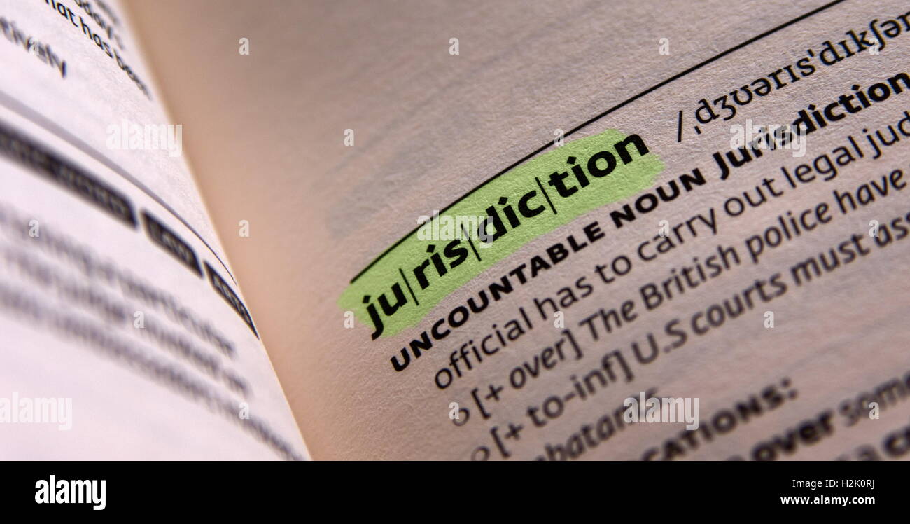 Jurisdiction Word In Open Book Stock Photo Alamy