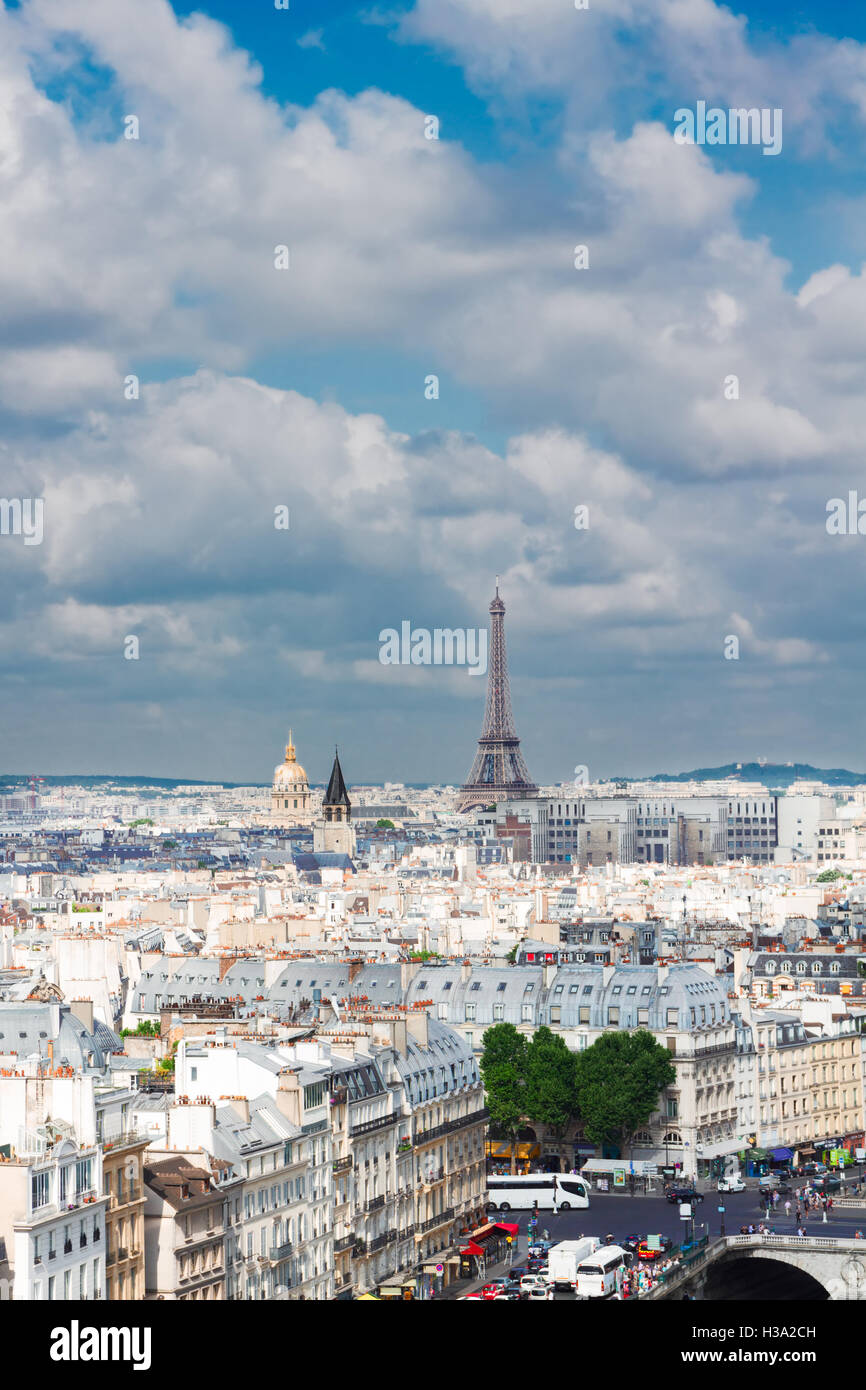 Skyline Of Paris With Eiffel Tower Stock Photo Alamy