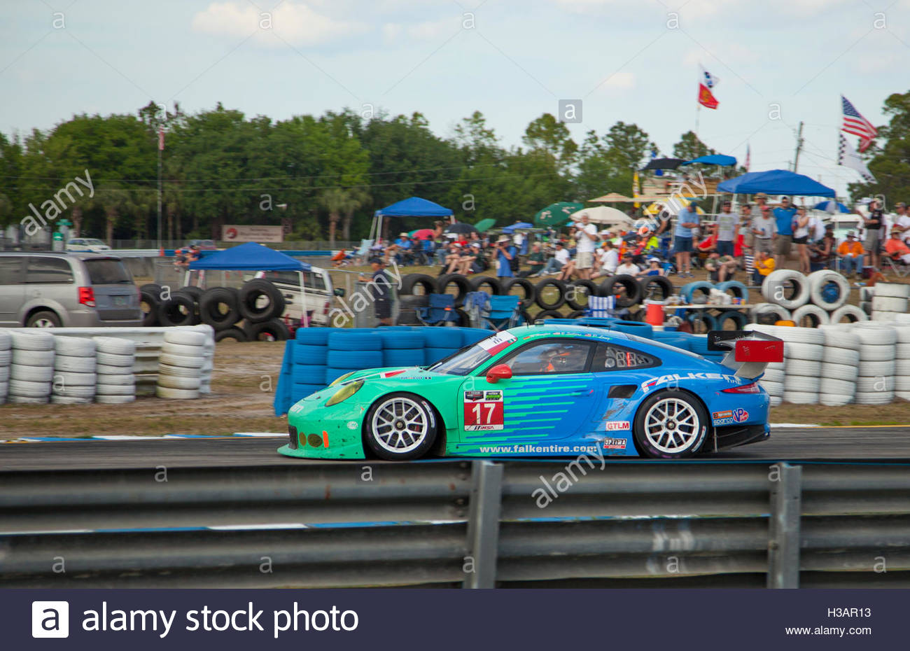 Porsche racing at 12 Hours of Sebring Car race in Sebring Florida Stock Photo, Royalty Free