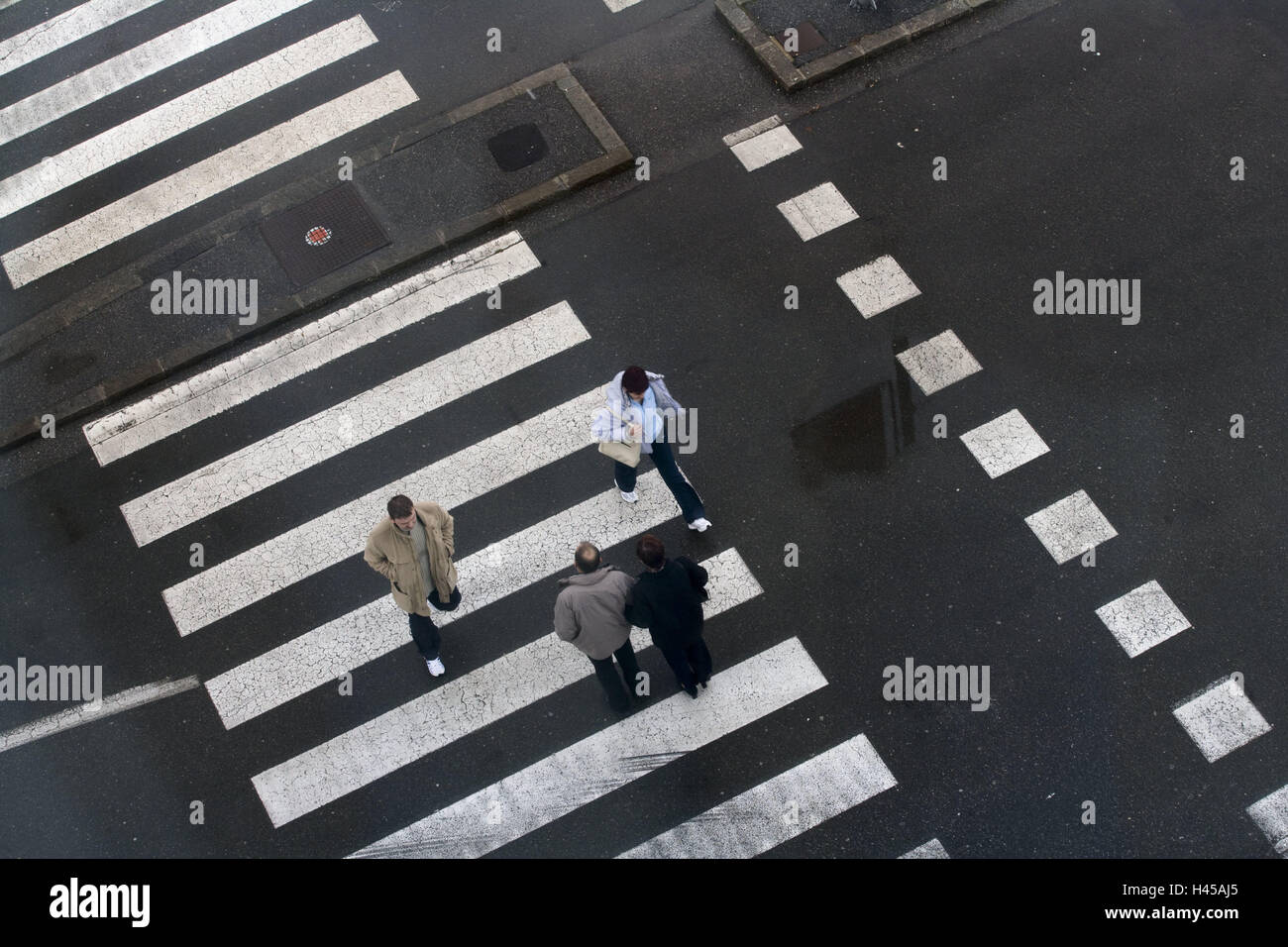 Zebra crossing, pedestrian, from above, road markings, white, street