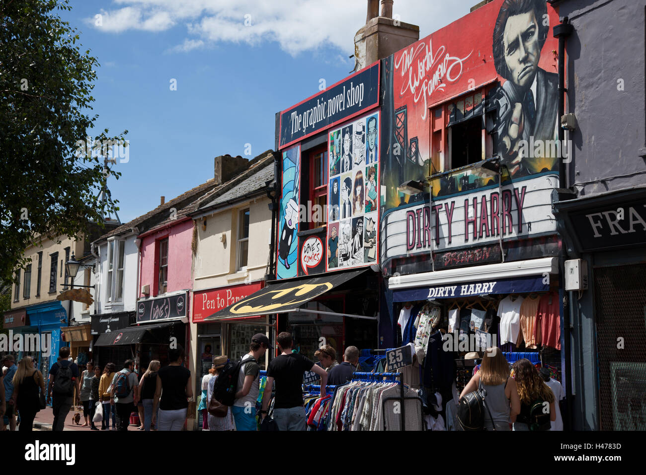 Shops in North Laine in Brighton, UK Stock Photo, Royalty Free Image