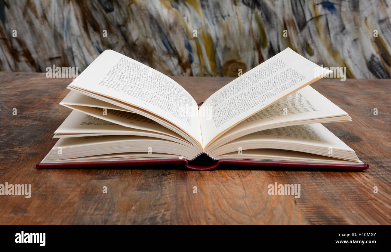 Book Open Isolated On Wood Background Knowledge Stock Photo
