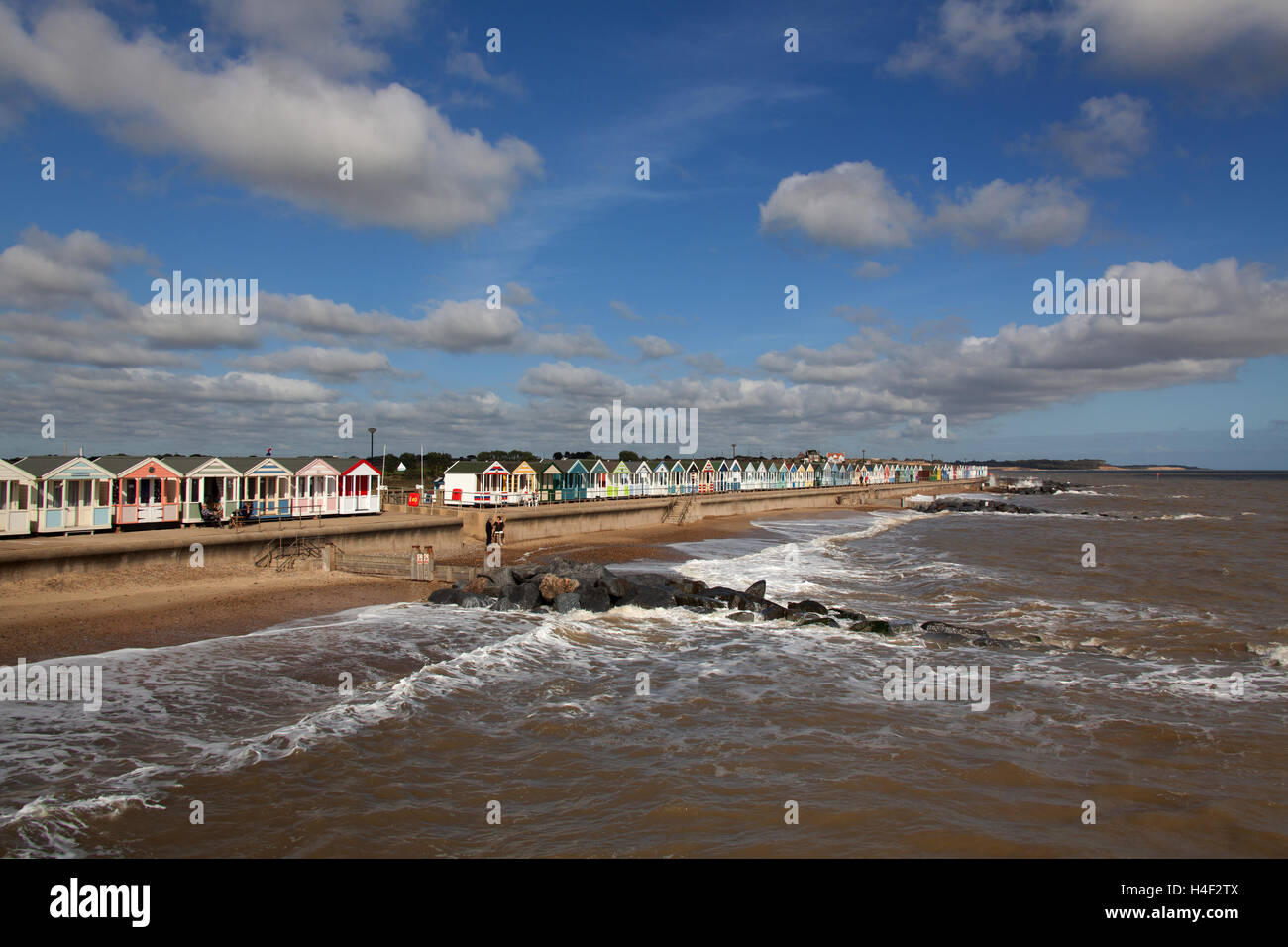 Town Of Southwold England Picturesque View Of Brightly Painted Beach