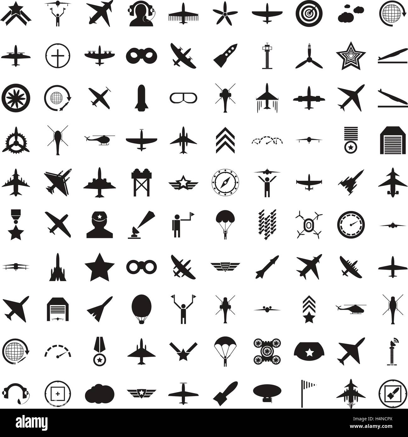 100 Aviation Icons Set Simple Style Stock Vector Image Art Alamy