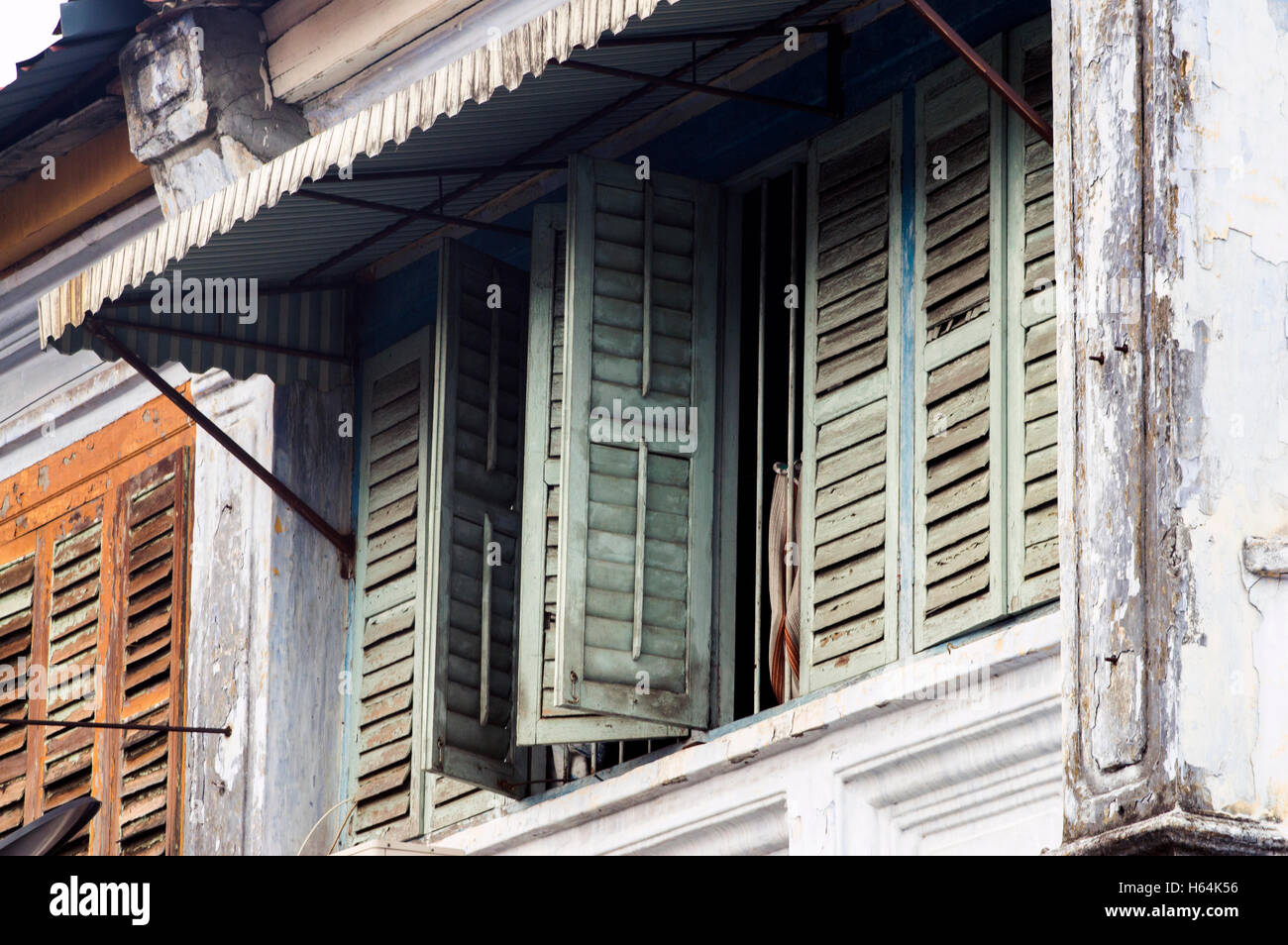 Upper floor terraxce house windows little india georgetown penang malaysia