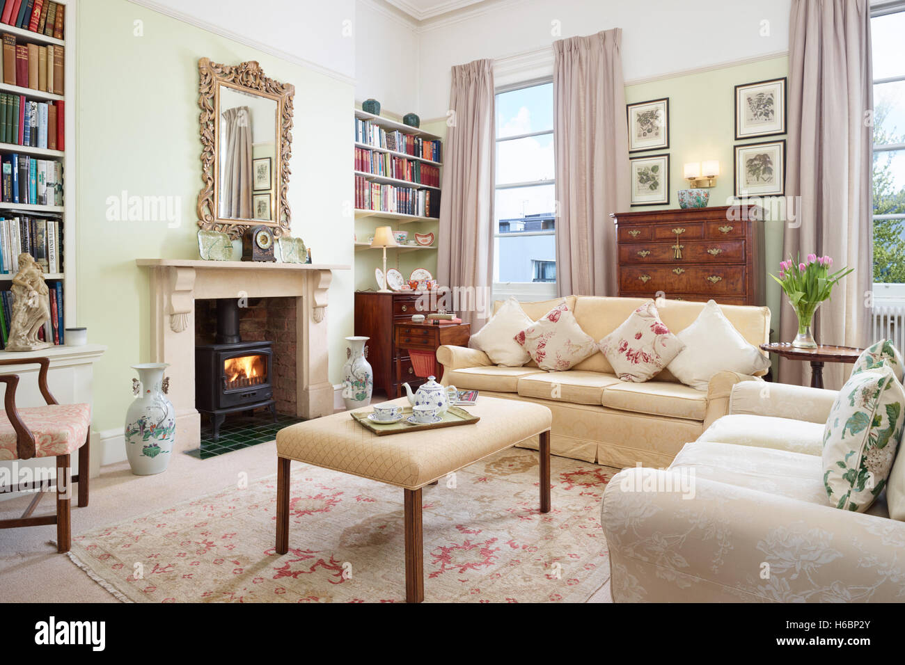 The Living Room In A Period Georgian Apartment Showing Antique