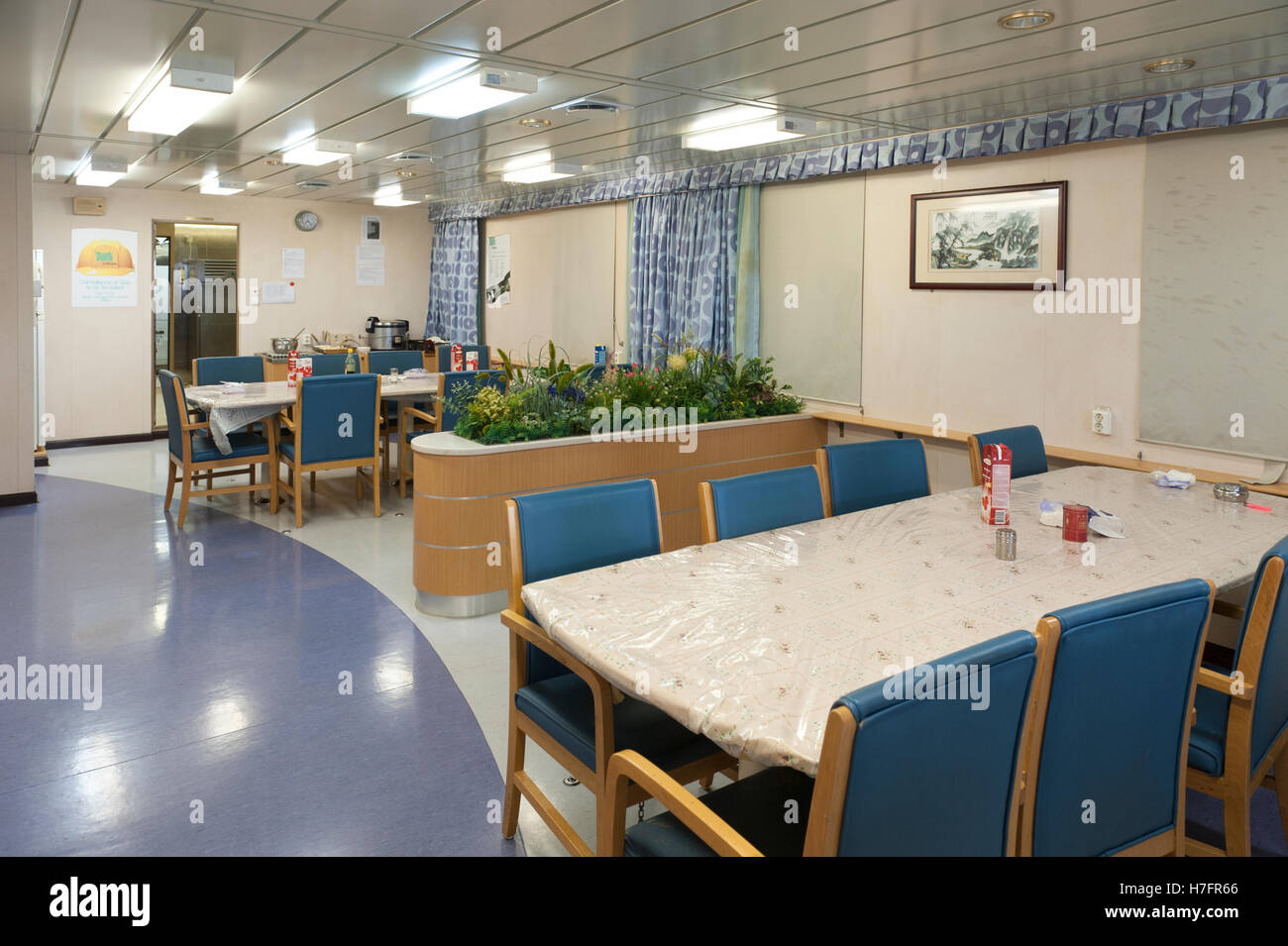 Crew Mess Room On A Modern Merchant Ship Stock Photo Royalty Free crew-mess-room-on-a-modern-merchant-ship-stock-photo-royalty-free