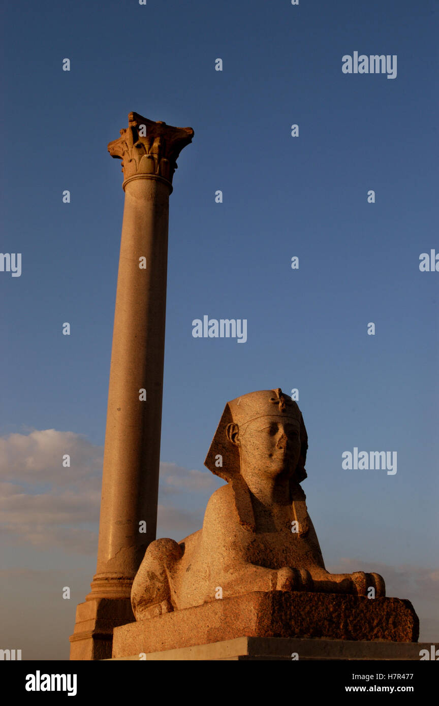 Pompey's Pillar Alexandria Egypt Stock Photo, Royalty Free Image