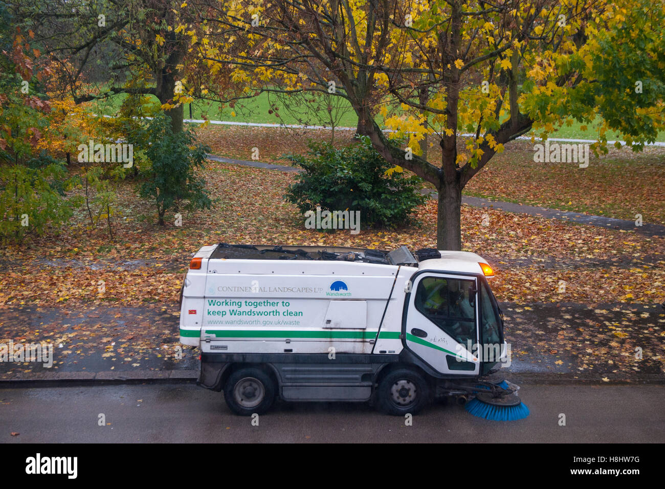 Street cleaning vehicle in the UK Stock Photo, Royalty Free Image