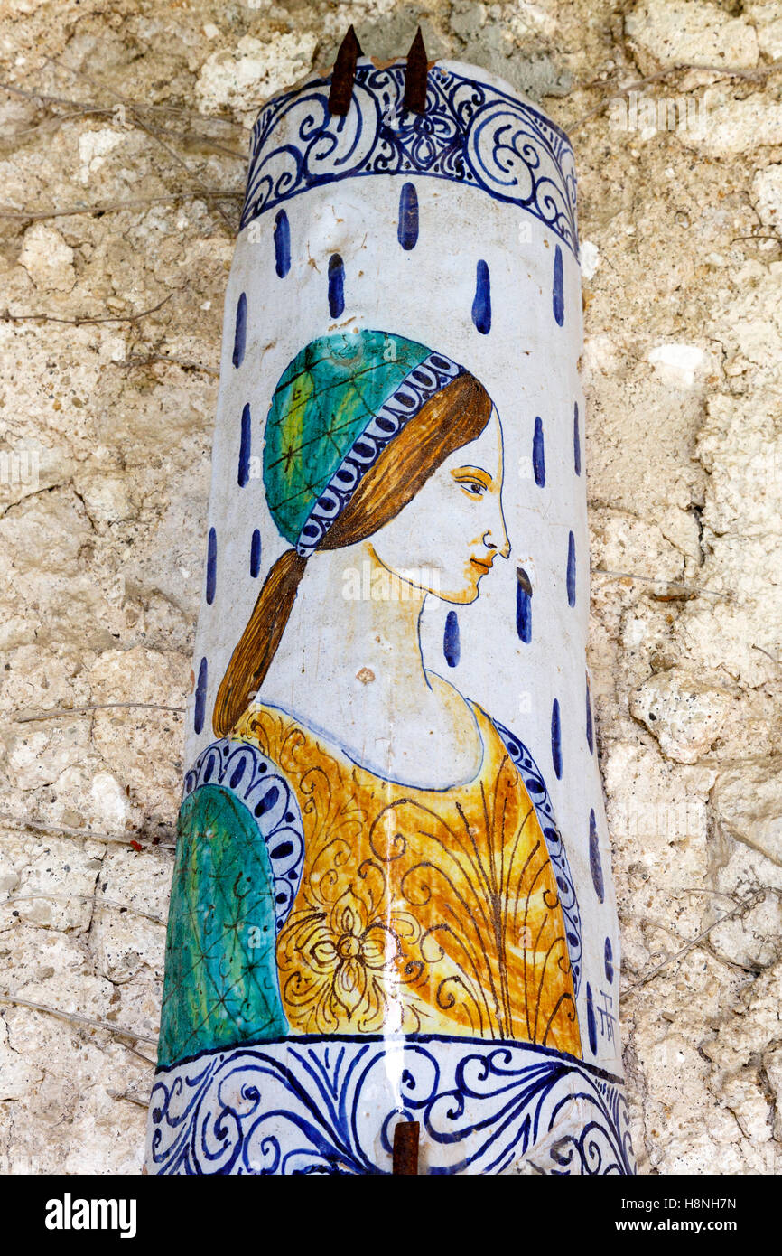 decorative ceramic tiles on the old monastery walls of the hotel decorative ceramic tiles on the old monastery walls of the hotel