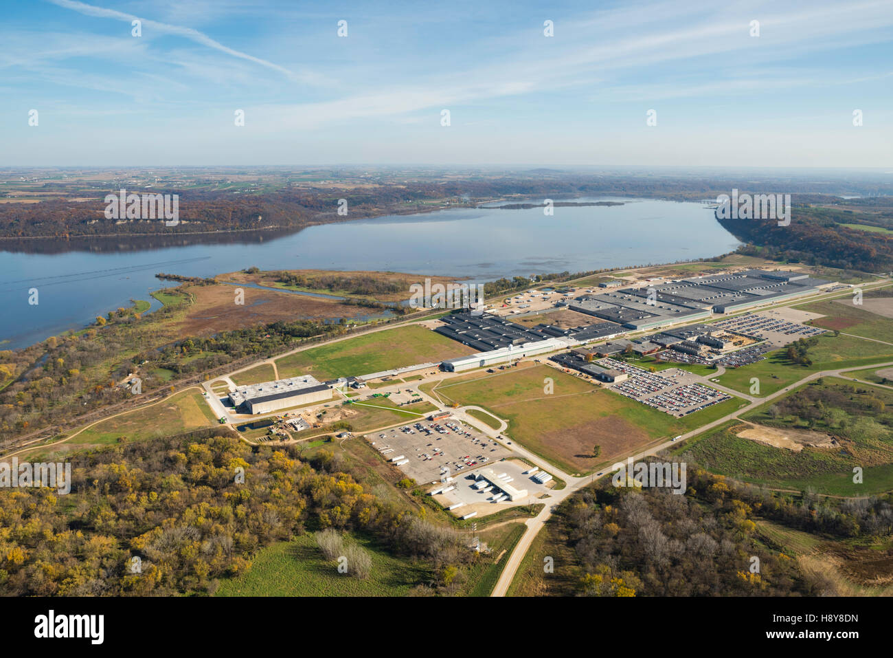 Aerial view of John Deere's Dubuque, Iowa manufacturing facility Stock