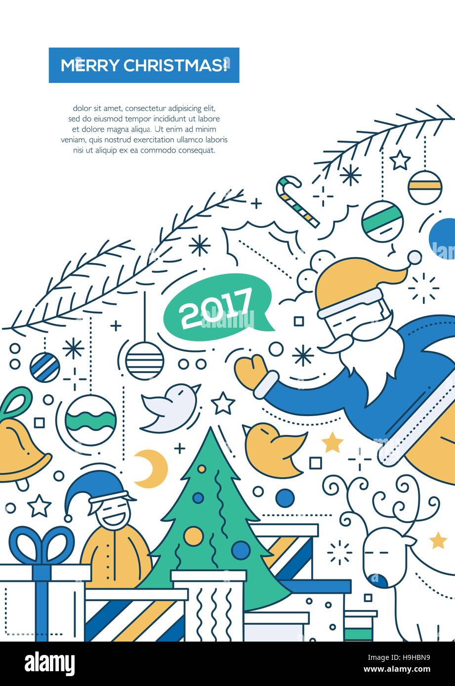 merry christmas and happy new year 2017 - vector line design merry christmas and happy new year 2017 - vector line design, Presentation templates