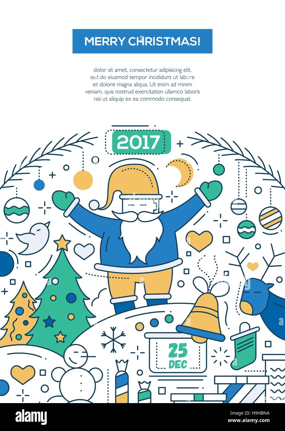 merry christmas and happy new year 2017 - vector line design merry christmas and happy new year 2017 - vector line design, Presentation templates