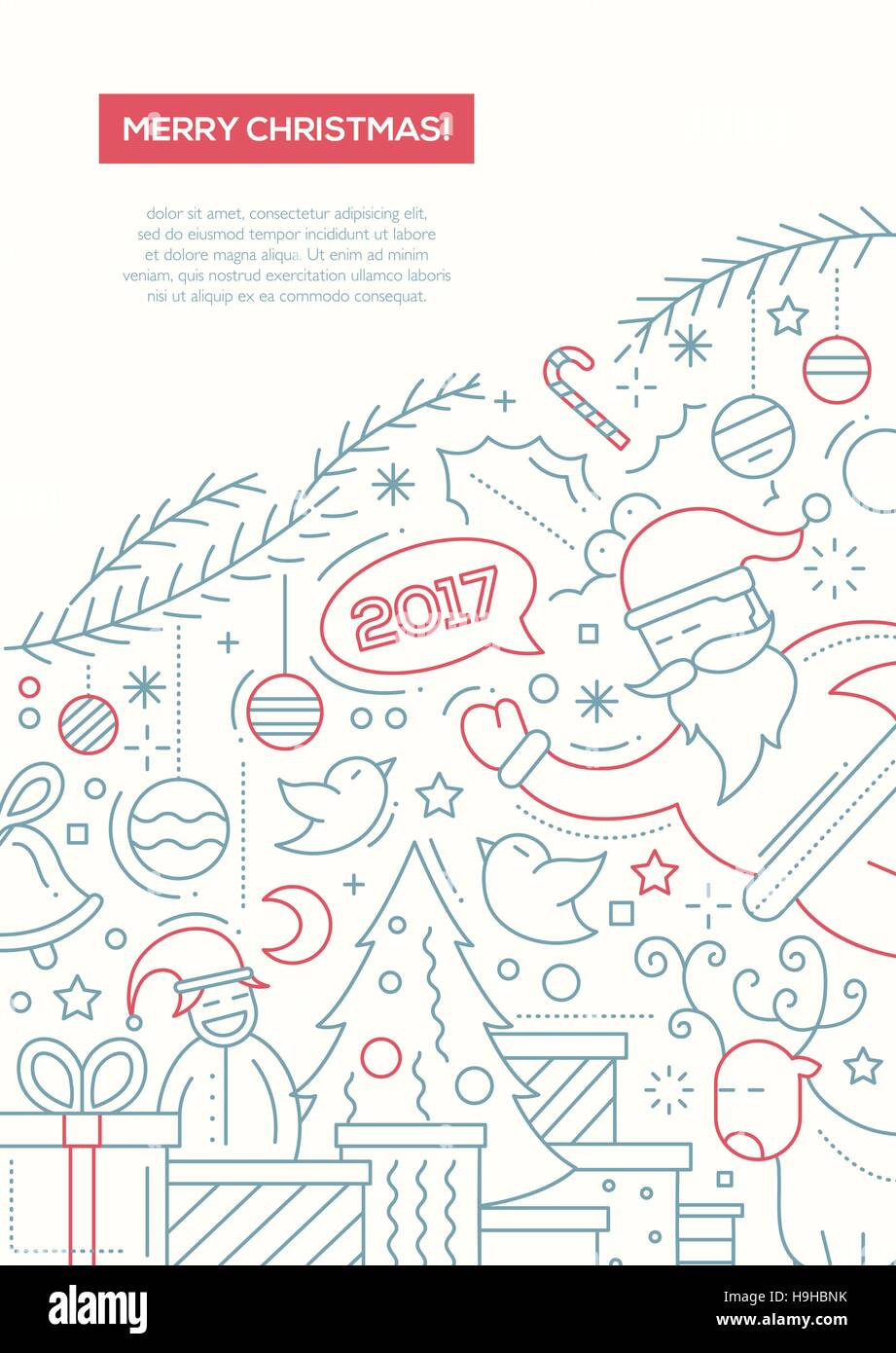merry christmas and happy new year 2017 - vector plain line design merry christmas and happy new year 2017 - vector plain line design, Presentation templates