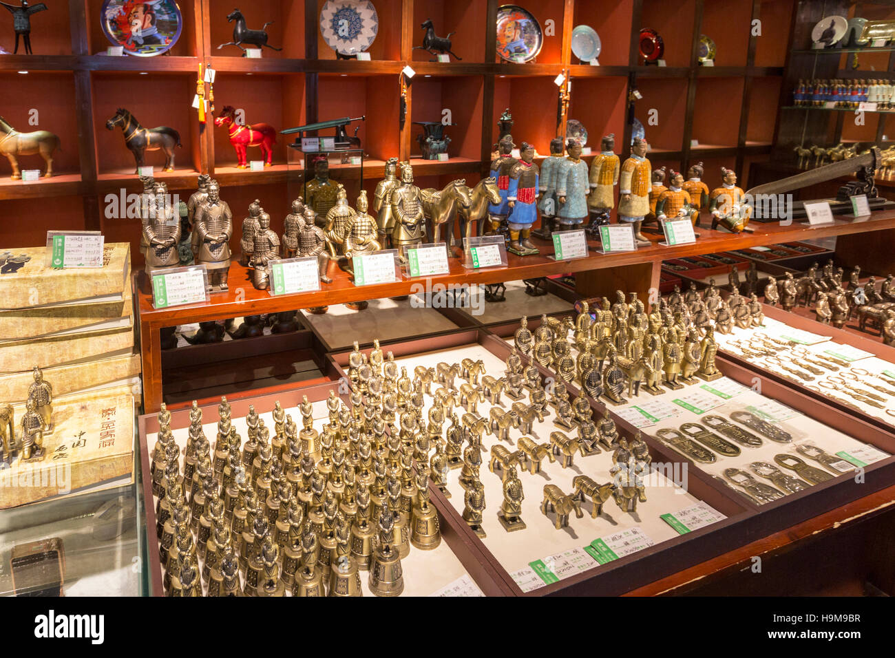 Souvenir shop, Museum of Qin Terra Cotta Warriors, Xian, China Stock