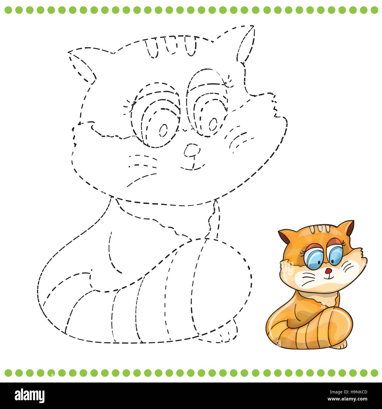 Connect The Dots And Coloring Page Cat Stock Vector Image Art Alamy