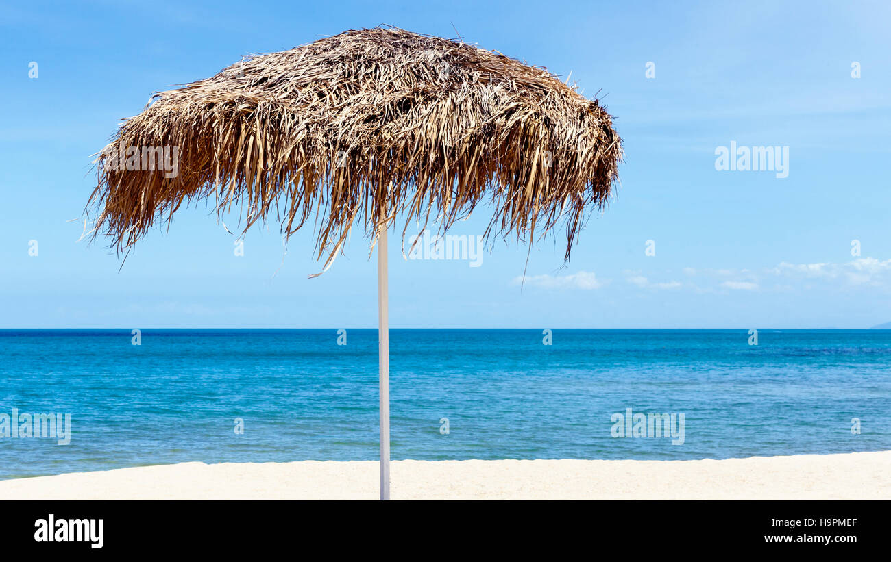 The Beautiful Straw Umbrella At The Beach At Koh Samui Thaila Stock