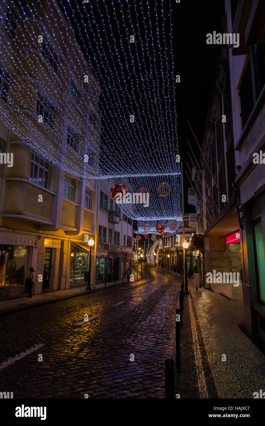 Christmas Lights in Funchal, Madeira Stock Photo, Royalty Free Image