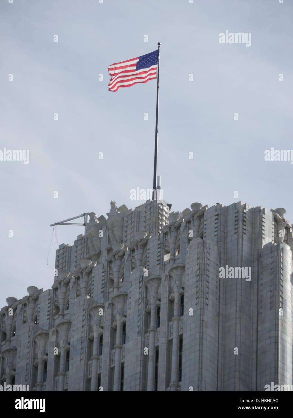 American Flag On Top Of Building Stock Photo Alamy