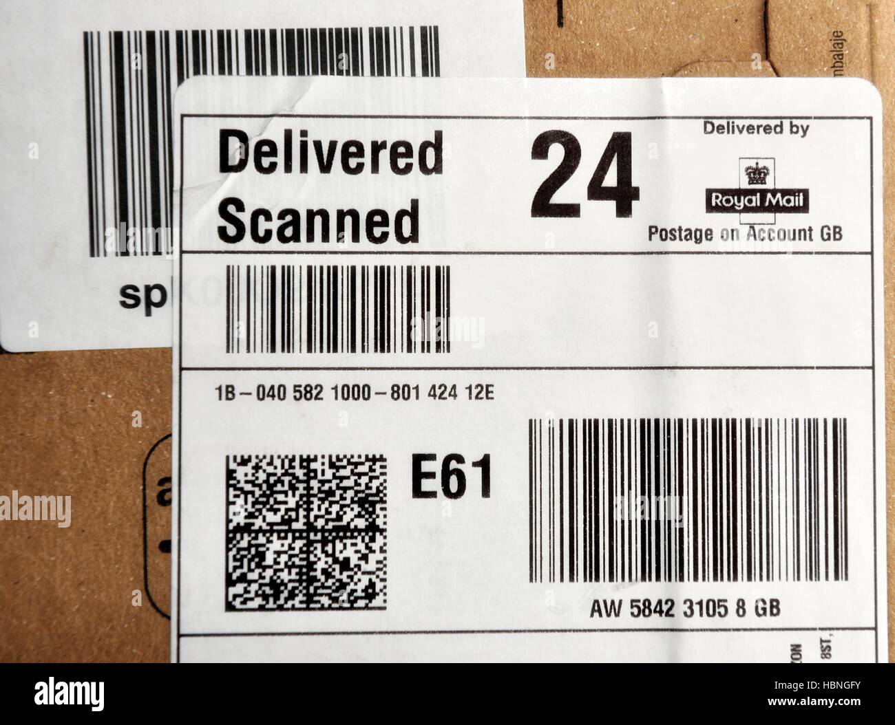 A Royal Mail Delivered Scanned Parcel Label Stock Photo Royalty Free