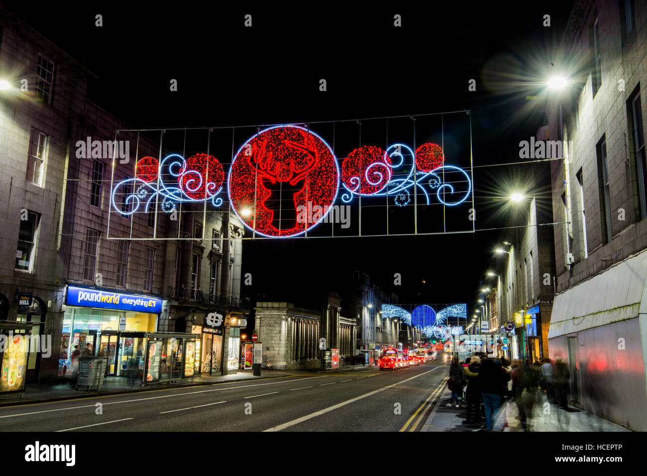 Union Street Christmas Lights Aberdeen Stock Photo, Royalty Free Image