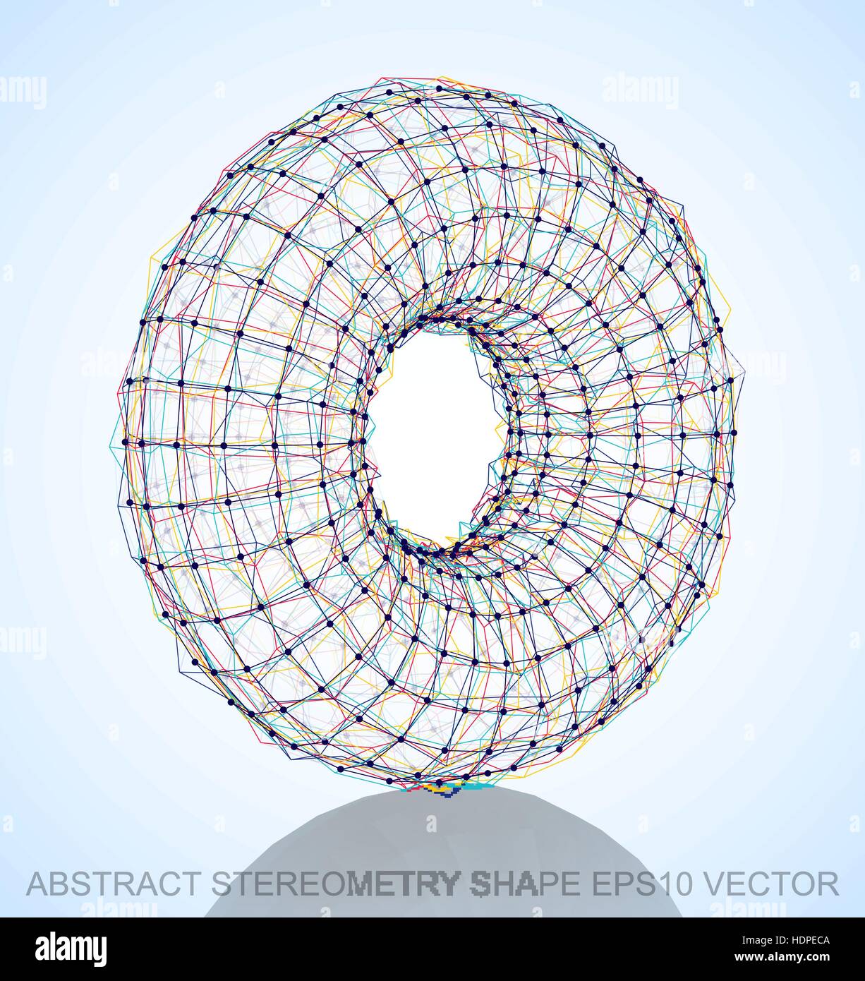 Abstract Stereometry Shape Multicolor Sketched Torus With Reflection