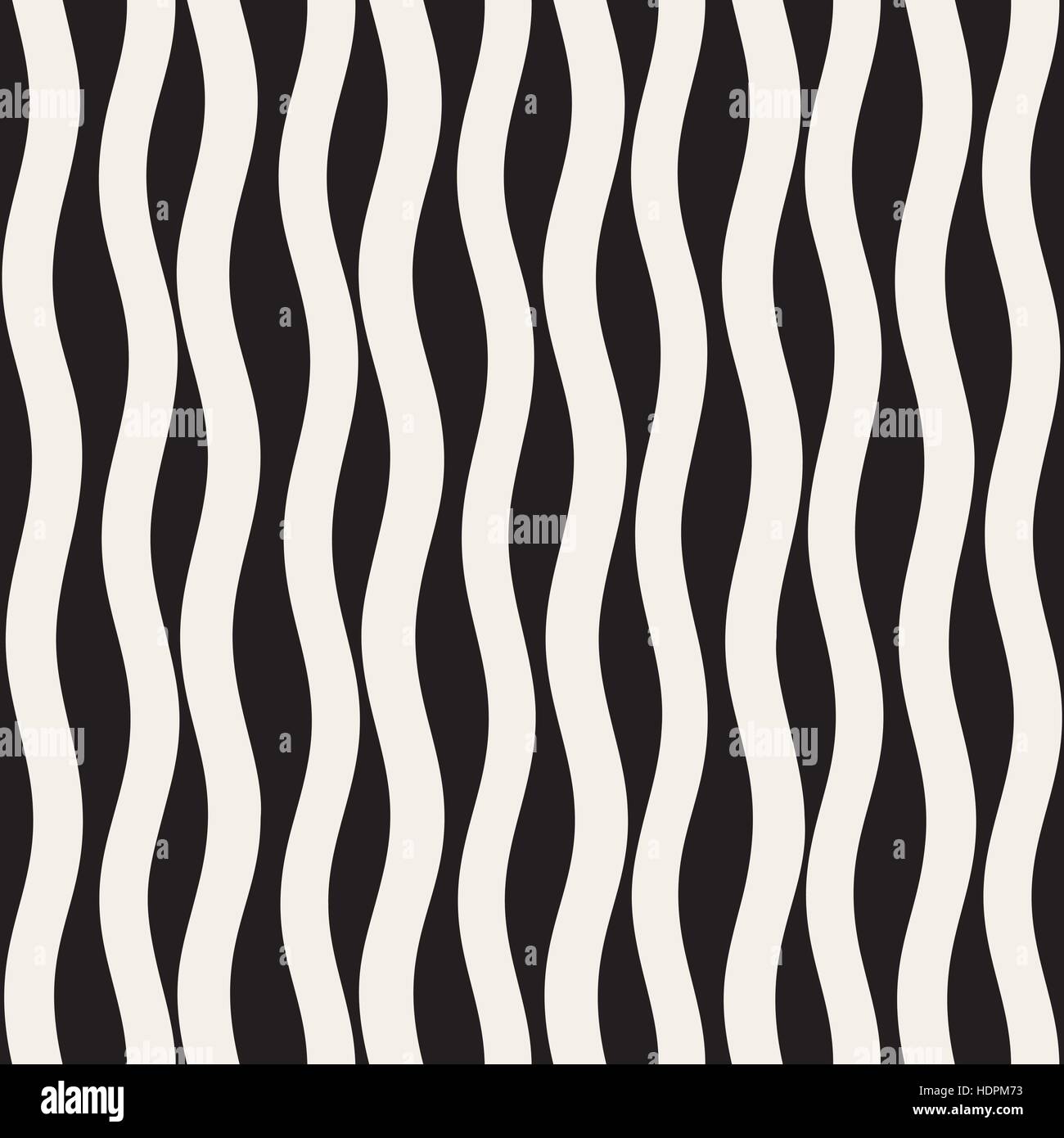 Vector Seamless Black And White Hand Drawn Wavy Lines Pattern Stock