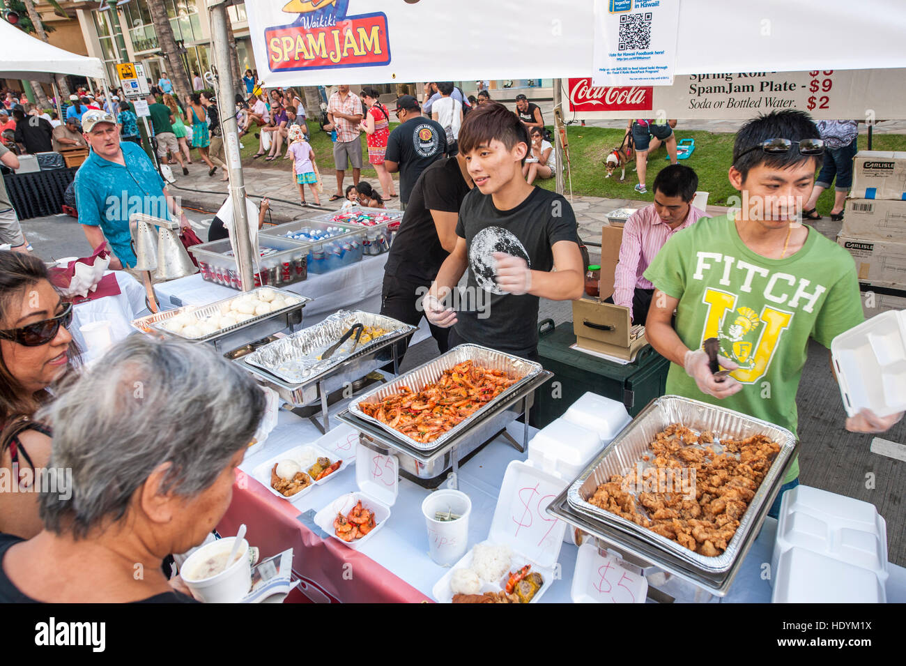 Annual Spam Jam Festival, Waikiki, Honolulu, Oahu, Hawaii Stock Photo
