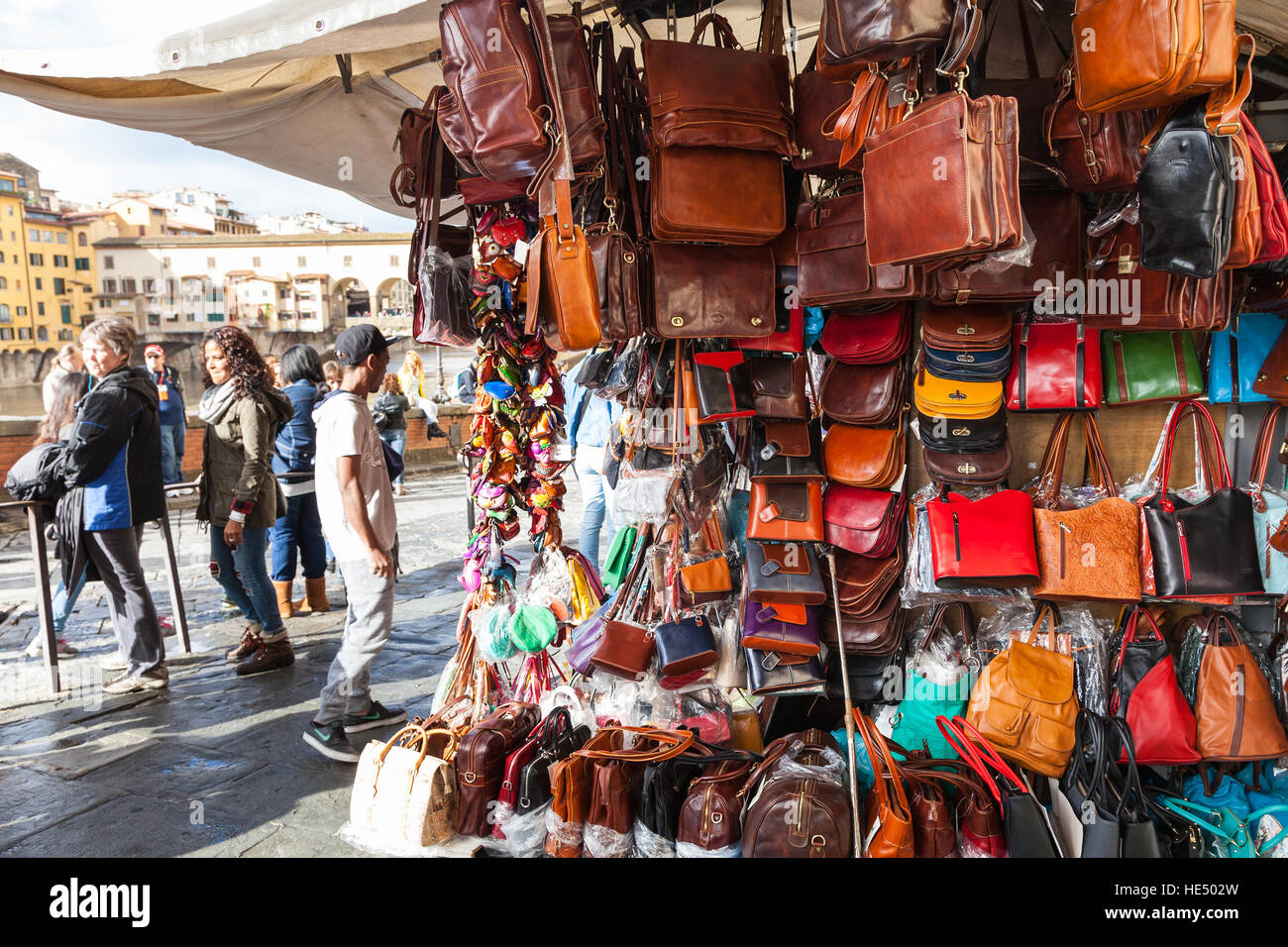 FLORENCE, ITALY - NOVEMBER 6, 2016: local leather bags on street shop Stock Photo: 129187601 - Alamy