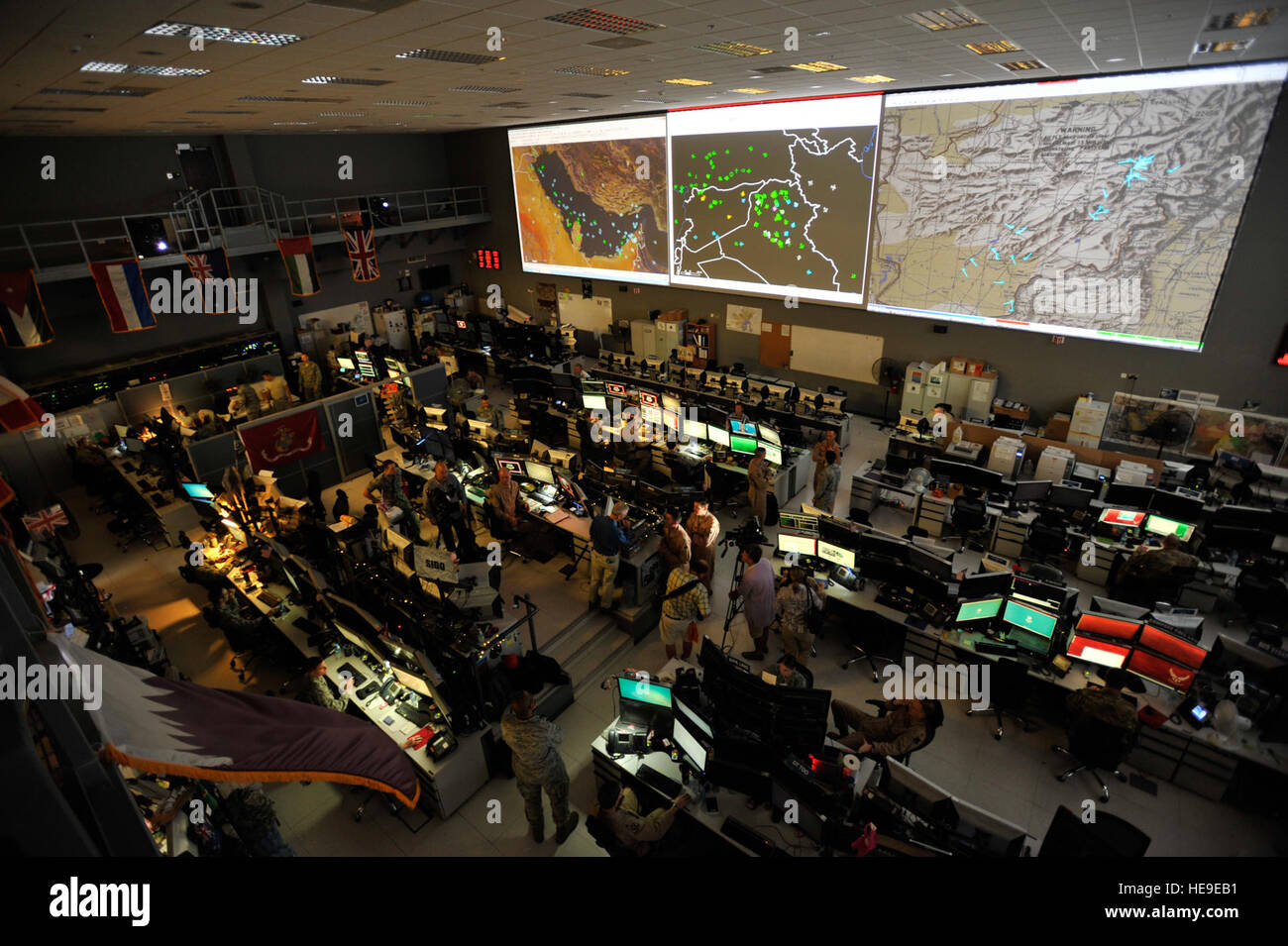 Combined Air Operations Center (CAOC) at Al Udeid Air Base, Qatar Stock