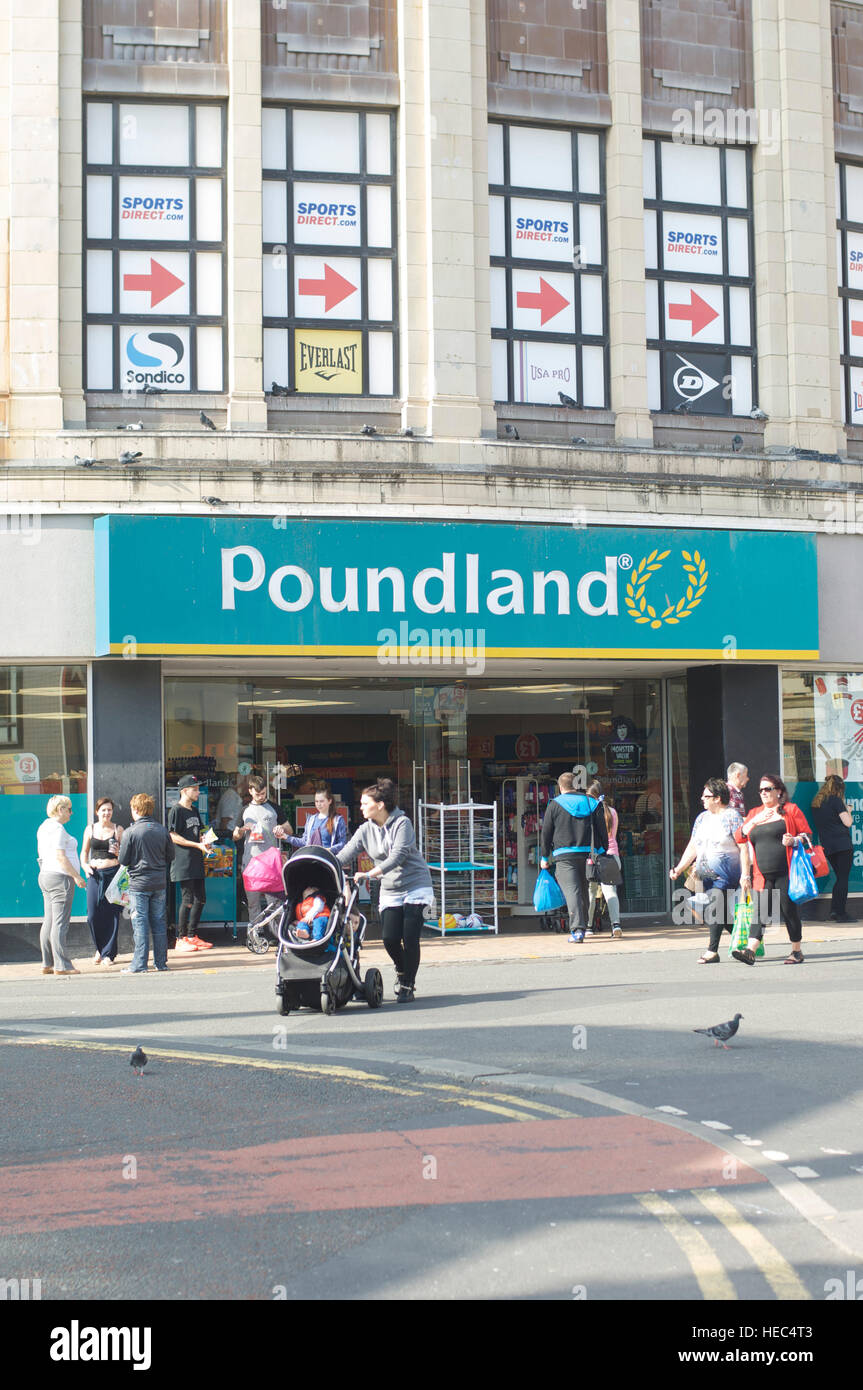Poundland shop in Blackpool town centre Stock Photo, Royalty Free Image